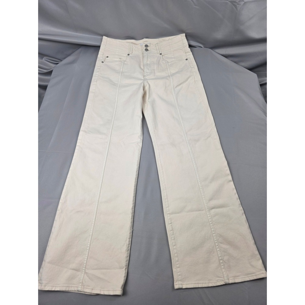 Loft The Wide Leg Cream High Rise Front Seam Jeans Size 29/8 NWT